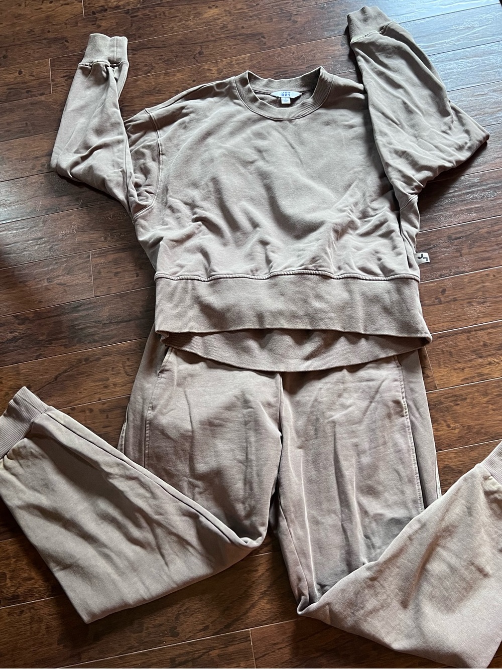 JoyLab Sweatshirt and Jogger Pants Loungewear Set Taupe French Terry Small - Picture 5 of 8